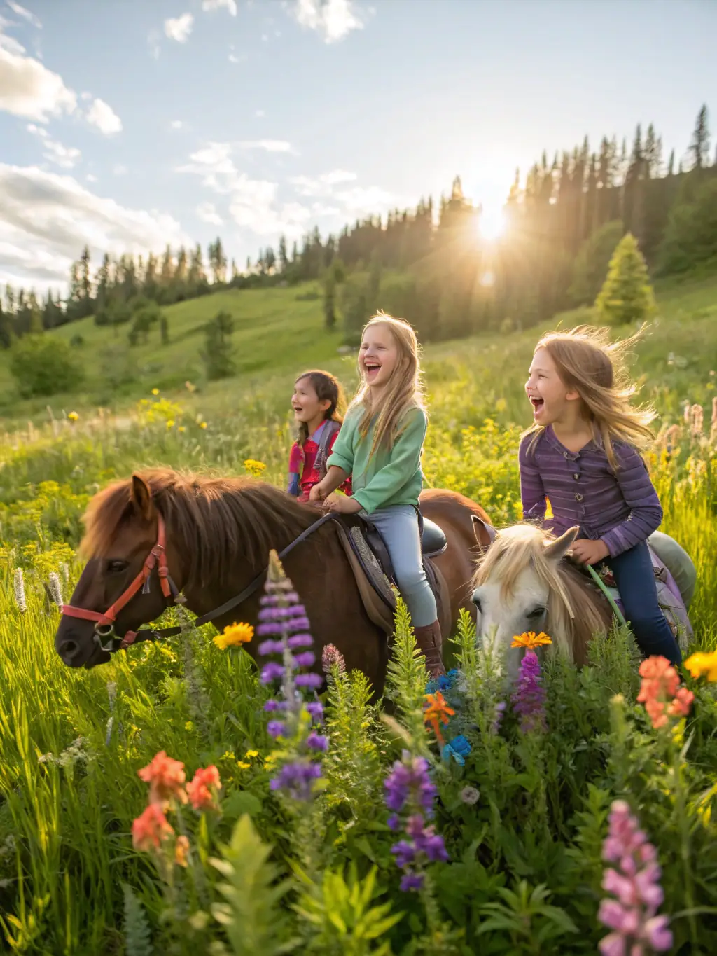 A picture of a community event at SOC COURSES ANDELYS VEXIN, showing families enjoying various equestrian-related activities and demonstrations.